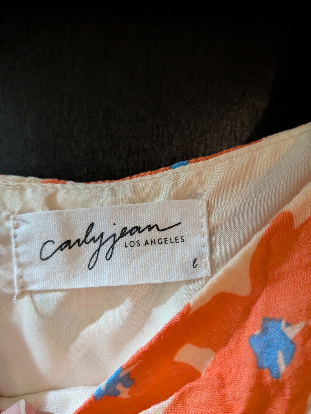 Carly Jean Los Angeles Orange Floral Maxi Dress with Blue Accents - Picture 2 of 2